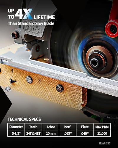 5-1/2-Inch 24&48-Tooth Circular Saw Blade with 10 mm Arbor, Framing & Ultra Finish Wood Cutting, Carbide Tip, Thin Kerf, for Plywood, MDF, OSB, Laminated, 2 Pack