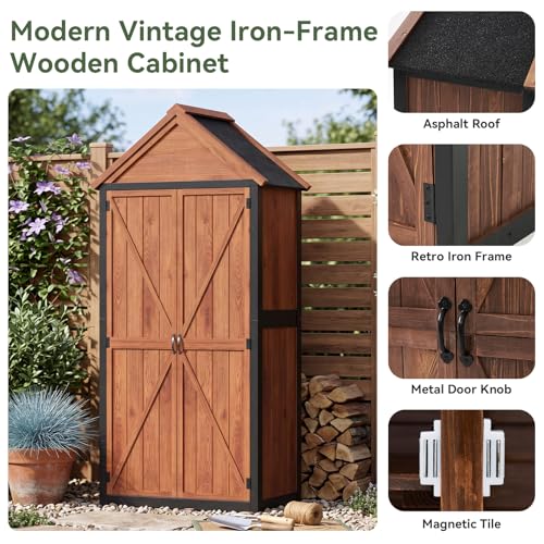 Solid Wood Outdoor Cabinet 2.3'x1.3' with Asphalt Roof & Floor