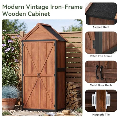 Solid Wood Outdoor Cabinet 2.3'x1.3' with Asphalt Roof & Floor