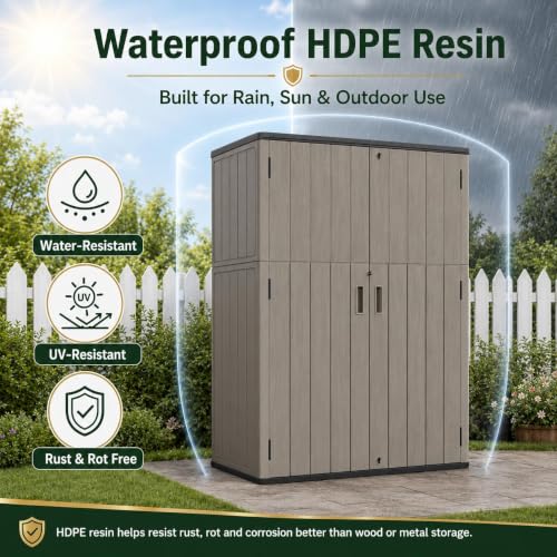 47 Cu.Ft Vertical Outdoor Storage Shed with Reinforced Floor