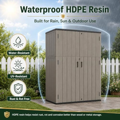 47 Cu.Ft Vertical Outdoor Storage Shed with Reinforced Floor
