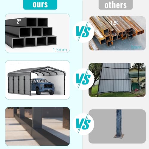 12x20Ft Metal Carport Canopy Heavy Duty