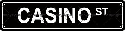 CASINO ST Space Metal Tin Street Sign Bar Cafe Garage Cave Home Room Wall Bathroom Farmhouse Garden Porch Patio Decor, 16 x 4 Inch