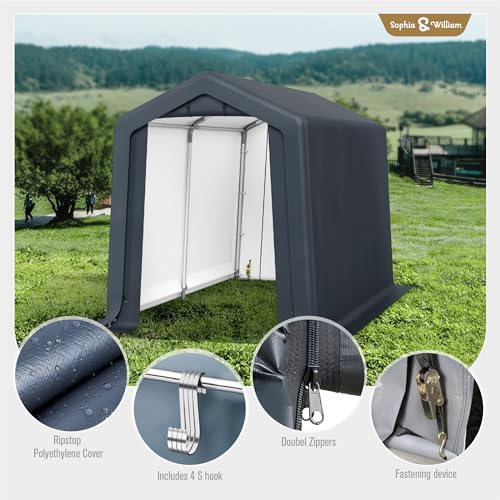 Storage Shed 6x10 ft Portable Garage Heavy Duty Carport