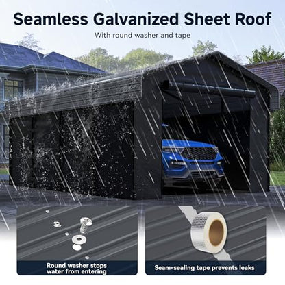 12x20 FT Heavy Duty Metal Carport with Removable Sidewalls