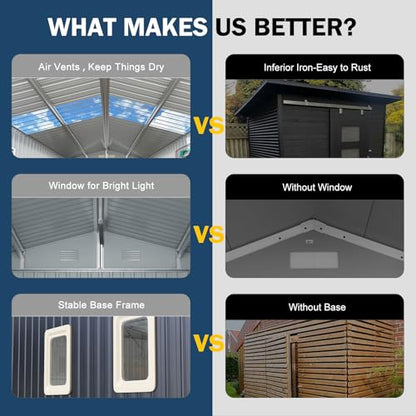 10x10 FT Metal Outdoor Storage Shed
