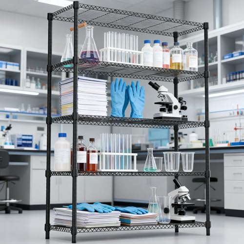 1750LBS 47.2" W 5 Tiers Shelf Steel Storage Shelves Shelving Unit Steel Organizer Wire Rack for Home