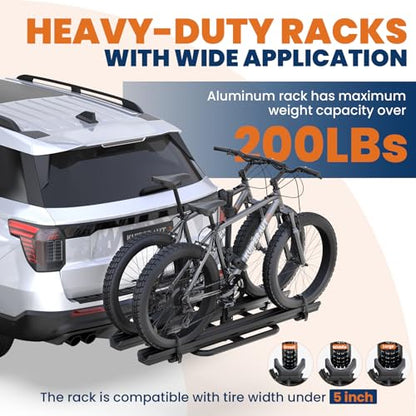 Aluminum 2 EBikes Rack Foldable 2'' Hitch Mounted Carrier Racks w