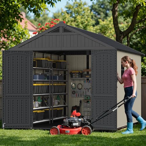 8x12FT Plastic Outdoor Storage Shed with Floor