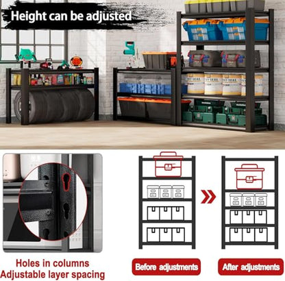 Garage Shelving 3000LBS Heavy Duty Shelving Units and Storage Shelves Adjustable 5 Tier Metal Shelving for Kitchen
