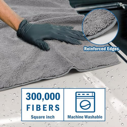 Professional Large Microfiber Car Drying Towels 4 Pack (4 Count)