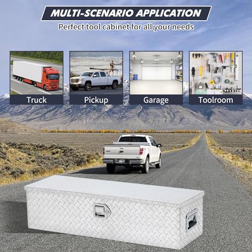 Aluminum Truck Tool Box for Pickup Truck Bed RV Toolbox Truck Bed Toolboxes Heavy Duty Waterproof Truck Storage Organizer Chest with Handle and Lock