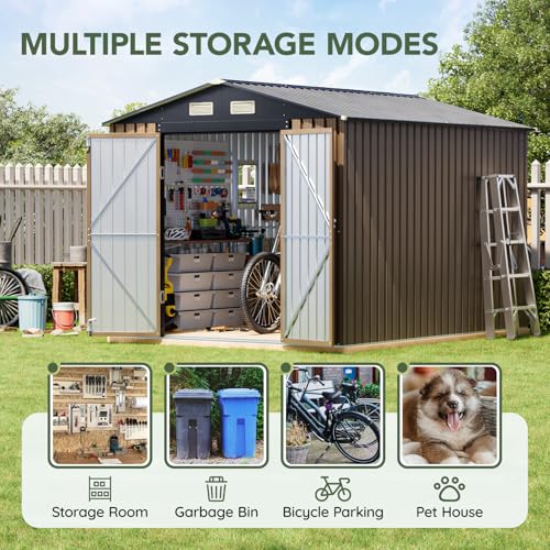 10 x 8 FT Metal Storage Shed for Backyard