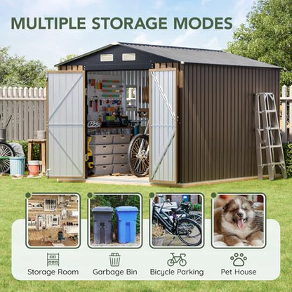 10 x 8 FT Metal Storage Shed for Backyard