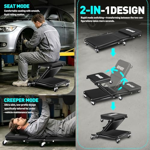 36 Inches Folding 2 in 1 Rolling Z Creeper
