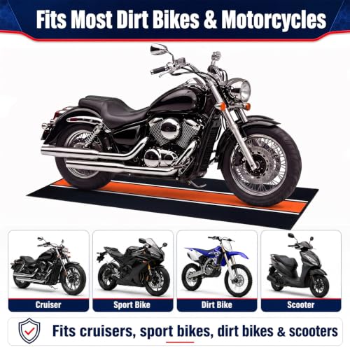 Motorcycle Mat Garage Floor Rug Washable Parking Mats for Garage Floors Non Slip Oil Absorbent Pad Rubber Backing Layer Protects Floor