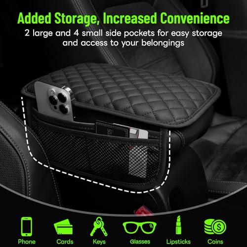 Car Center Console Cover with 6 Storage Pockets