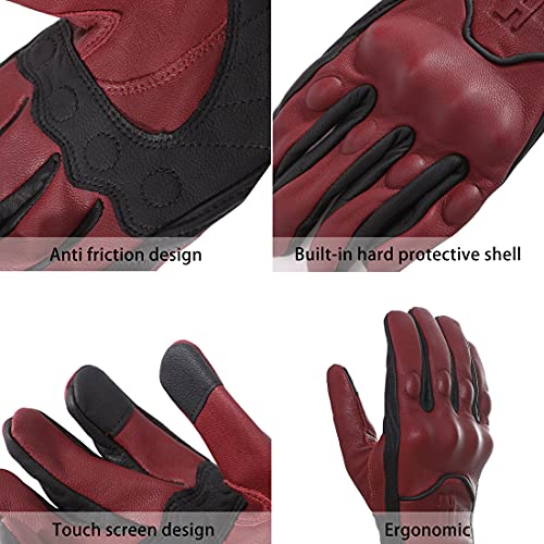 Mens Touchscreen Riding Gloves GM028US Oxblood Black M