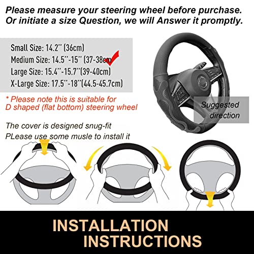 D Shaped Comfy Grip Steering Wheel Cover 14.5