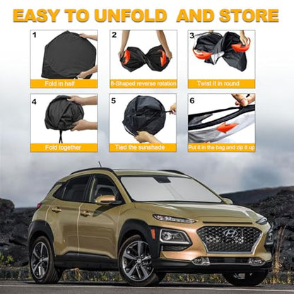 Foldable Front Windshield Sunshade fit for Hyundai Kona 2018