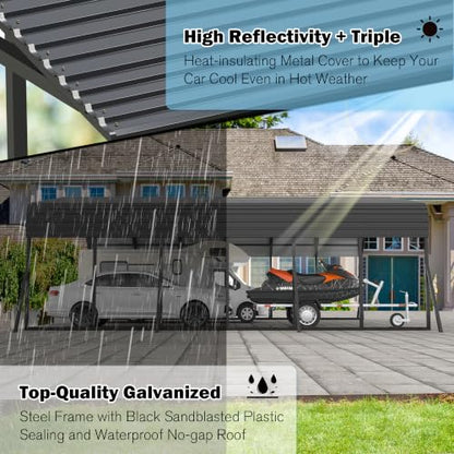 20X30 FT Heavy Duty Metal Carport Canopy with Triangle Frame Base