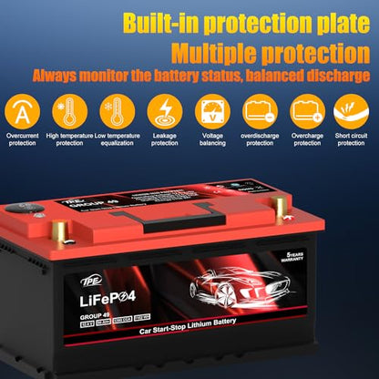 Car Start Stop Lithium Battery GROUP 49 12V 90AH Car Battery with 1300CCA