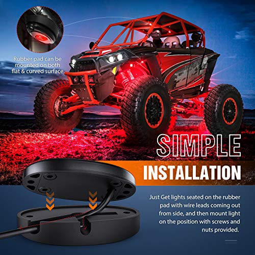 LED Rock Light 6PCS Underglow Wheel Well Pods Waterproof Exterior Underbody Roof Rack Side Lamps for Car Truck Pickups ATV UTV SUV Motorcycle Boat