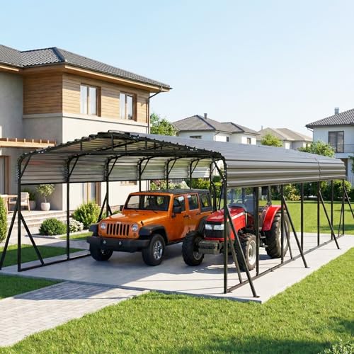 20X30 FT Metal Carport with Reinforced Galvanized Roof