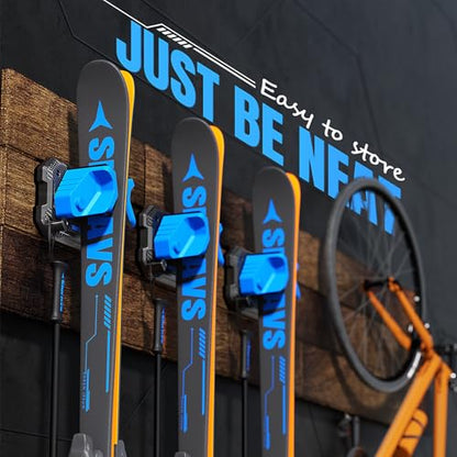 Ski & Snowboard Wall Rack for Garage Wall Fits Any Ski
