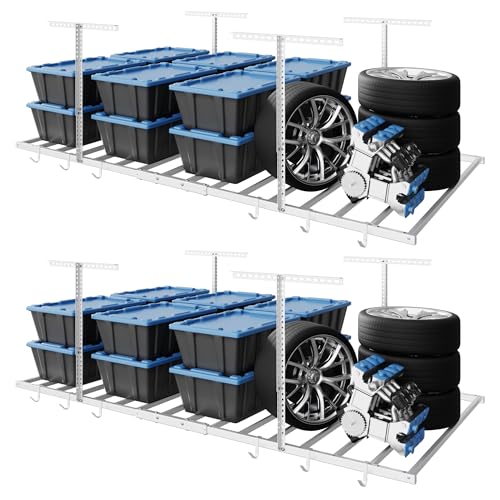 4x8 Overhead Garage Storage Rack with 6 Hooks (2 Count)