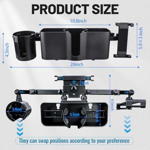 Car Headrest Backseat Storage Box with 2 Cup Holders