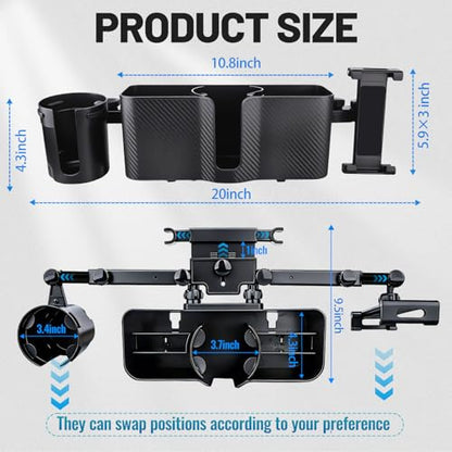 Car Headrest Backseat Storage Box with 2 Cup Holders