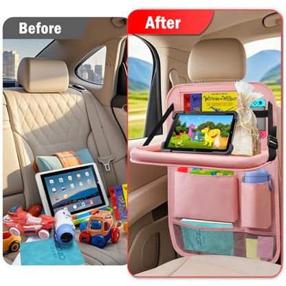 2Pack Car Backseat Organizer with Foldable Table Tray