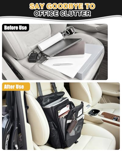 Car Front Seat Organizer with Accordion File Pocket