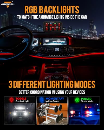 8 Gang Switch Panel RA80 Toggle Momentary Pulsed RGB Dimmabl