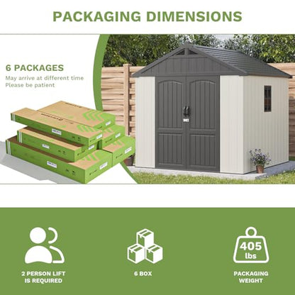 8x8 FT Resin Outdoor Storage Shed with Floor