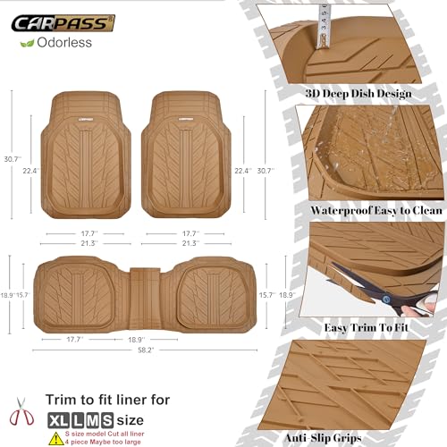 Tire Tread DeepDish Rubber Floor Mats for car Heavy Duty car mats All Weather (4 Count)