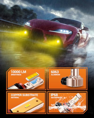 H11 LED Fog Light Bulbs Yellow (2 Count)
