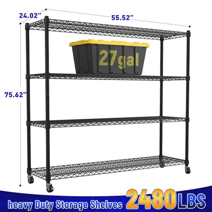 4 Tier Heavy Duty Shelving with Wheels