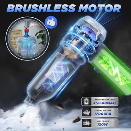 Handheld Car Vacuum Portable Cordless17000Pa HL132 Silver