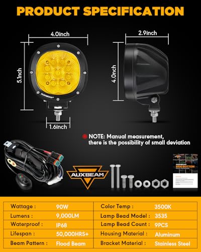 P4 Series 4 Inch Amber LED Pod Lights (2 Count)