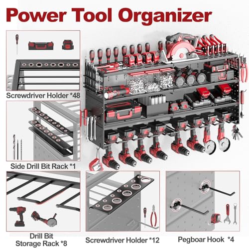 33" Metal Power Tool Organizer Wall Mount