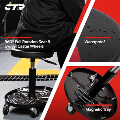 Rolling Mechanic Shop Stool with Magnetic Tray