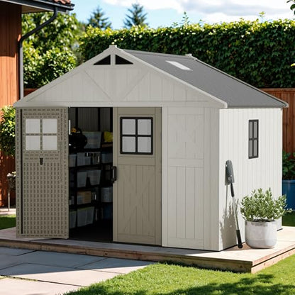 10x8 FT Resin Outdoor Storage Shed with Floor