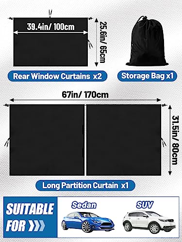 Set of 3 Car Privacy Curtain (3 Count)