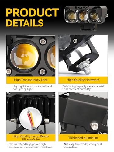 Motorcycle Driving Lights Yellow White Dual Color 8