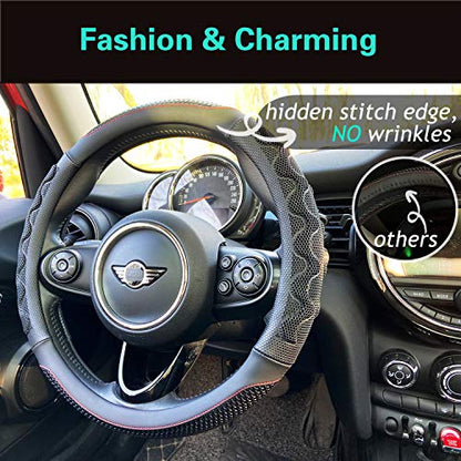 Small 14In Round Steering Wheel Cover Great Grip Black
