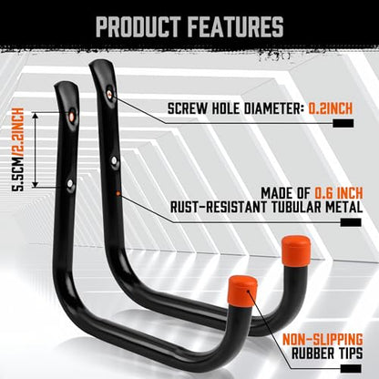 6 Pack 8 Inch Heavy Duty Garage Hooks