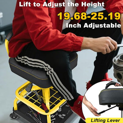 Rolling Shop Stool with Wheels