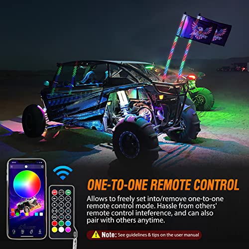2PCS 4FT RGB LED Whip Lights APP & Remote Control